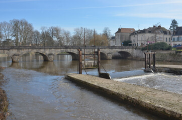 Romorantin-Lanthenay, vieux pont sur la Sauldre, Loir et Cher, France