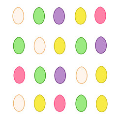 Seamless pattern of Easter eggs. The pattern can be used for greeting cards, holiday package wrappers, etc. Vector illustration