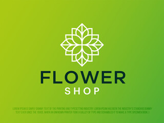 Modern professional logo for flowers shop or flowers hall in green theme