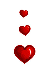 Red  shining hearts. Big and small hearts white background. Greeting card for Valentine's Day  Mother's Day  Birthday  holidays with love.