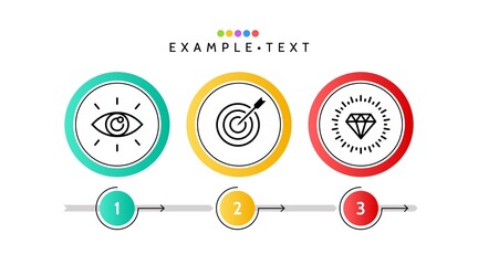 Mission. Vision. Values. Modern flat design concept. Vector Infographic design template with icons and 3 options or steps. Business concept. Presentations banner, workflow layout, process diagram.