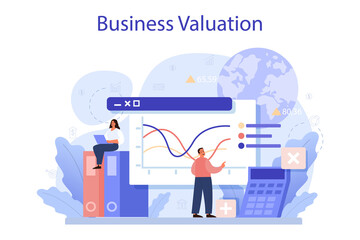 Business valuation concept. Appraisal services, selling and buying