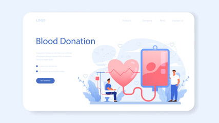Charity web banner or landing page. Blood donation. Idea of humanitarian