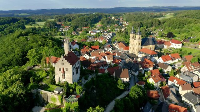 Goessweinstein with castle and basilica, Franconia, Germany