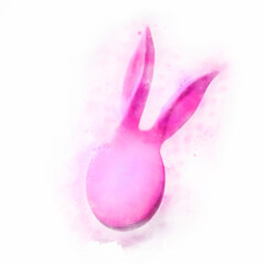 Watercolor Easter egg with bunny ears isolated on white background. Funny illustration Holiday Easter.