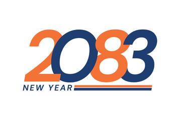 Happy New Year 2083 logo design, New Year 2083 text design isolated on white background