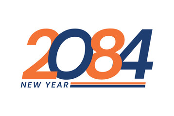 Happy New Year 2084 logo design, New Year 2084 text design isolated on white background