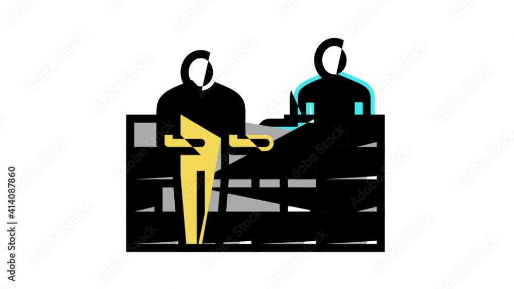 Poster building construction icon animation excavation and footing reinforcement, columns casting and windo