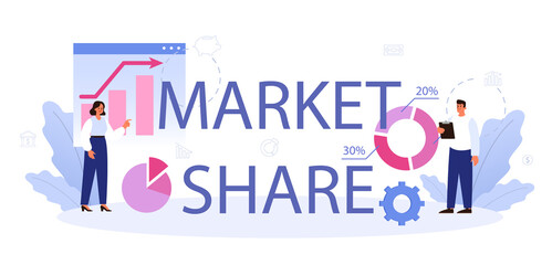 Market share typographic header. Business progress. Business expansion.