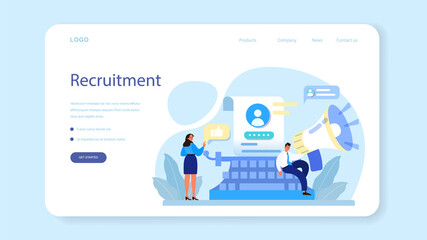 Personnel management web banner or landing page. Business recruitment