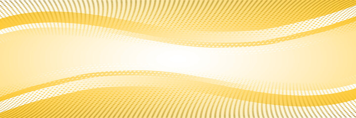 Vector background, wavy shapes, halftone dots. Banner, shades of yellow.