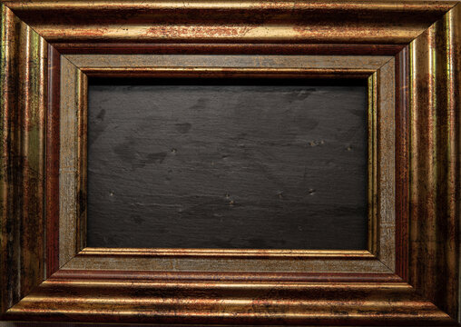 Antique bronze colored photo frame with slate center