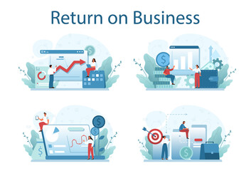 Fototapeta na wymiar Return on business concept set. Profitability of a business project.