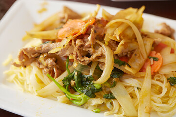 Asian food stir-fried noodles 