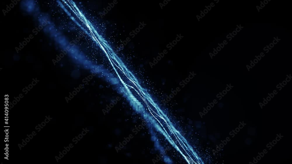 Poster abstract glowing mesh wave field fx with fractal particles loop/ 4k animation of an abstract fractal