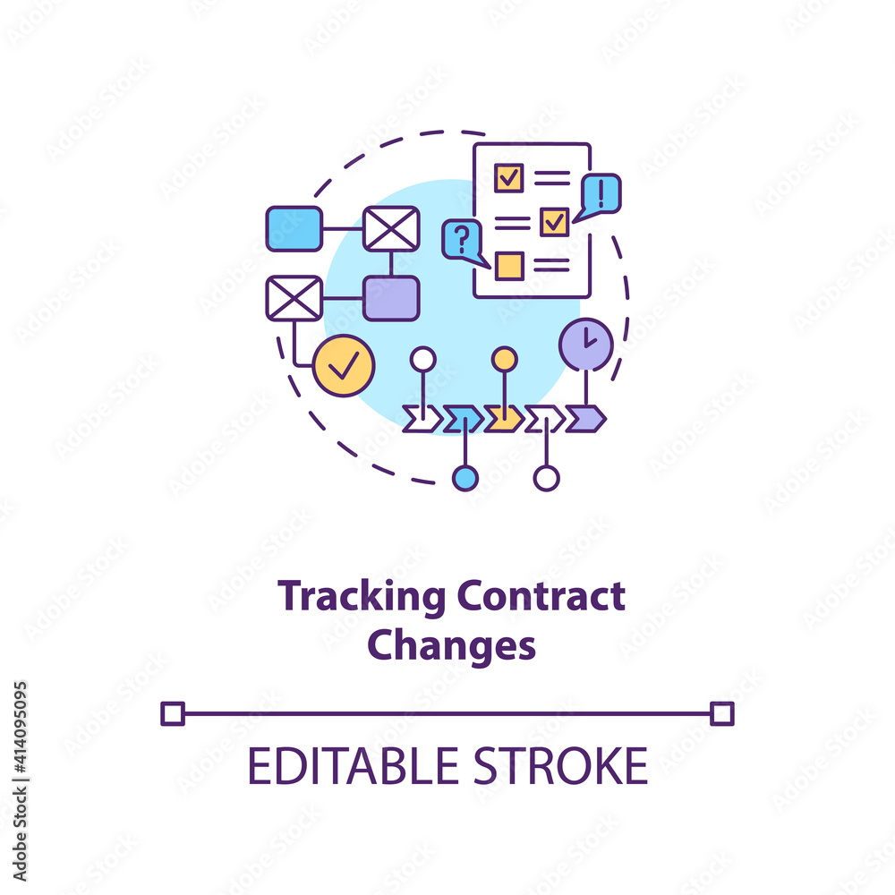 Poster tracking contract changes concept icon. contract management software functions. contract administrat
