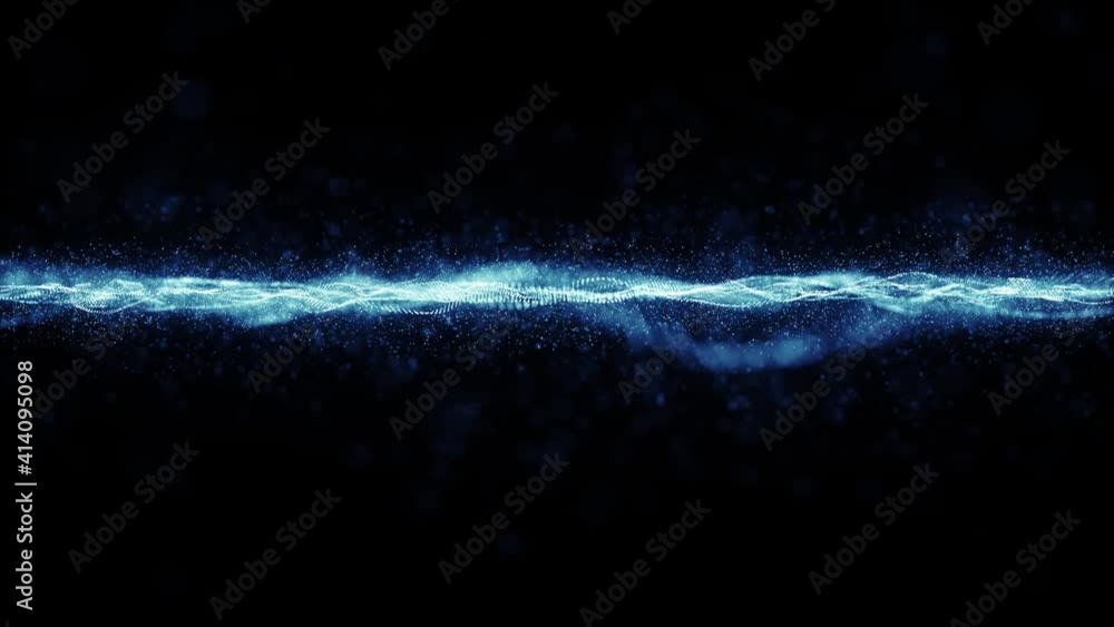 Poster abstract glowing mesh wave field fx with fractal particles loop/ 4k animation of an abstract fractal