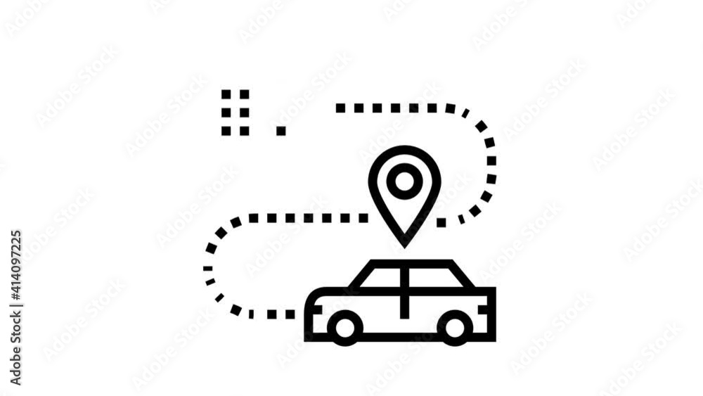 Poster map location system icon animation map location and gps satellite navigation, direction and distance
