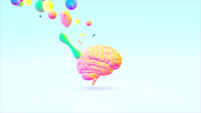 Creative abstract brain exploding with paint art