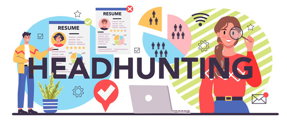 Headhunting typographic header. Idea of business recruitment