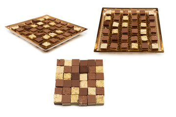 Chocolate candy isolated on white background.