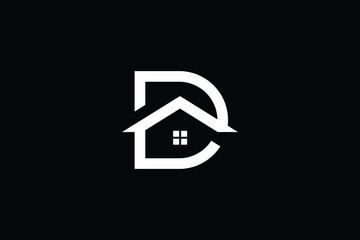 Logo design of D DD in vector for construction, home, real estate, building, property. creative elegant Monogram. Premium Business home logo icon. White color on black background - obrazy, fototapety, plakaty