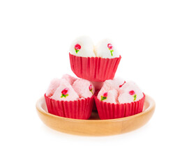 muffin rice flour cake isolated on white.