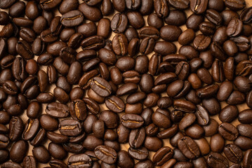 coffee beans close up from above