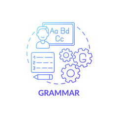Grammar concept icon. Language learning category idea thin line illustration. Eliminating grammatical errors. Using words in making sentences. Vector isolated outline RGB color drawing