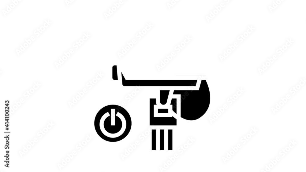 Poster electrical installation tool icon animation socket and substation automation box installation, wall 