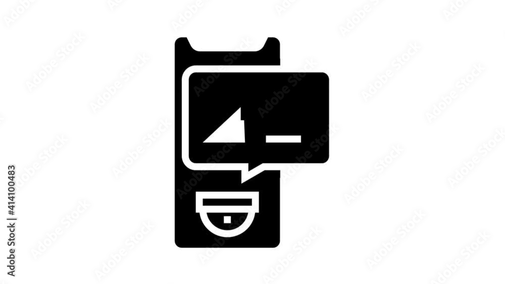 Poster home security device icon animation motion sensor and cctv camera, alarm siren and lock with passwor