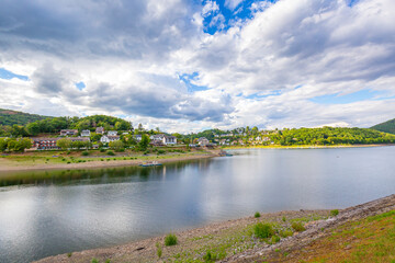 Fototapeta premium Rurberg and Rursee on a beautiful day in summer.