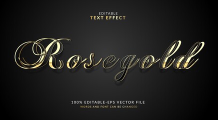 Rose gold Editable font effect vector