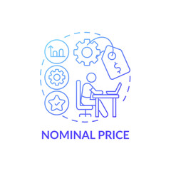 Nominal price concept icon. Online language courses idea thin line illustration. Remote learning format. Technology fees. Less expensive than college. Vector isolated outline RGB color drawing