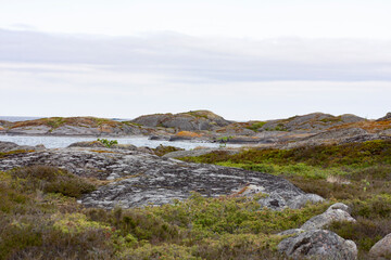 Fototapeta na wymiar Summertime view over small granite islands at Turku archupelago, Finland