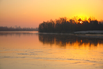 spring river at sunrise