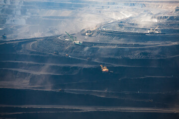 Open pit extraction of coal in quarry 