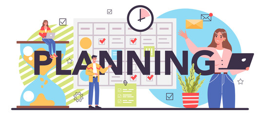 Business planning typographic header. Setting a goal or target and following