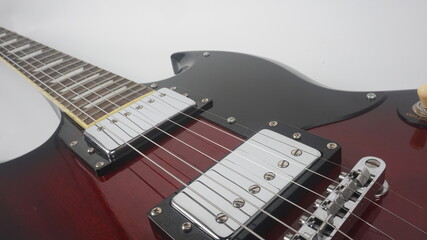 Fototapeta na wymiar Electric guitar body detail, close-up view.