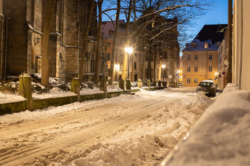 Stadt Pirna/Sachsen im Schnee