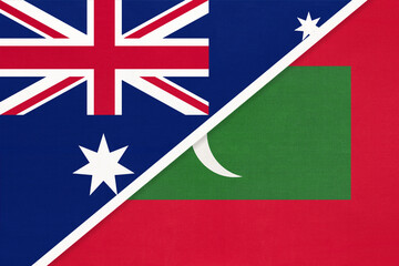 Australia and Maldives, symbol of national flags from textile.