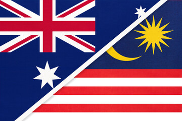 Australia and Malaysia, symbol of national flags from textile.