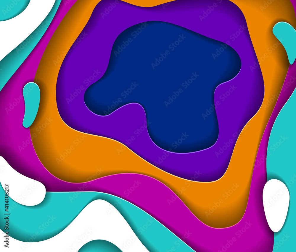 Poster 3d abstract background with paper cut shapes. vector illustration in paper cut style. layout for bus