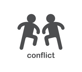Two people ready to fight conflict vector concept simple icon isolated on white.