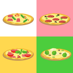 Hot pizza with different tasty ingredients