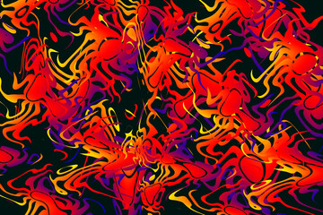 Digital oil painting uses elements of hot colors for an abstract background 