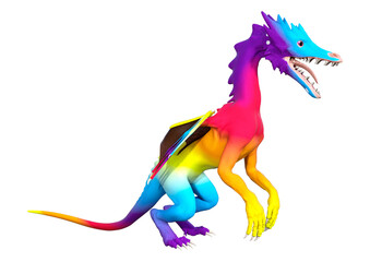 3D Rendering Fairy Tale Dragon on White