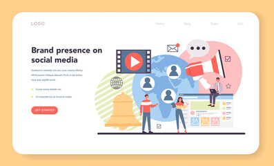 Social media web banner or landing page. Internet communication