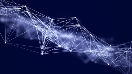 Polygonal background with dots and lines. Network connection structure. Science and technology. 3d