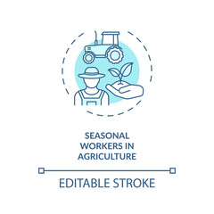 Seasonal workers in agriculture concept icon. Travel ban exemption categories idea thin line illustration. Tourism service.Vector isolated outline RGB color drawing. Editable stroke